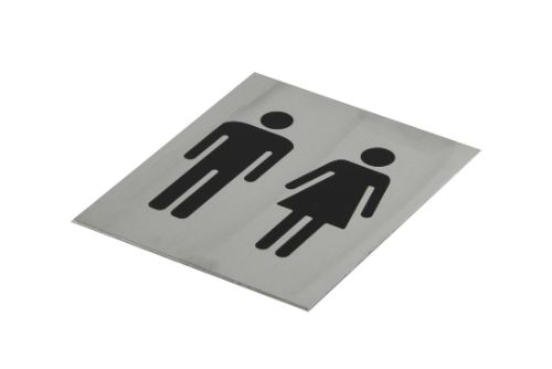 Adhesive "Unisex Toilet Symbol" Black 120 x 100 - Brushed Stainless Steel