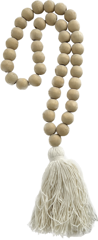 Beaded Tassel - White (55 x 2.5cm)