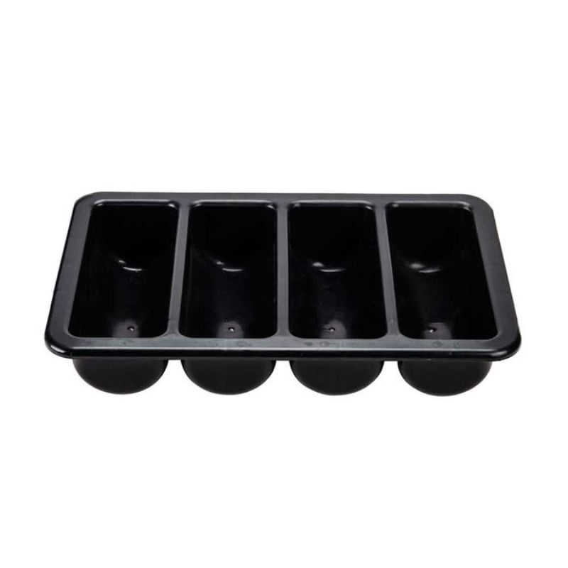 CUTLERY BOX - 4 COMP BLACK (53cm)