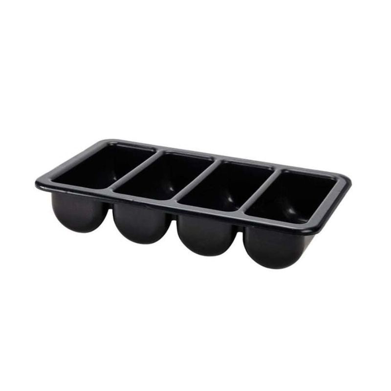 CUTLERY BOX - 4 COMP BLACK (53cm)