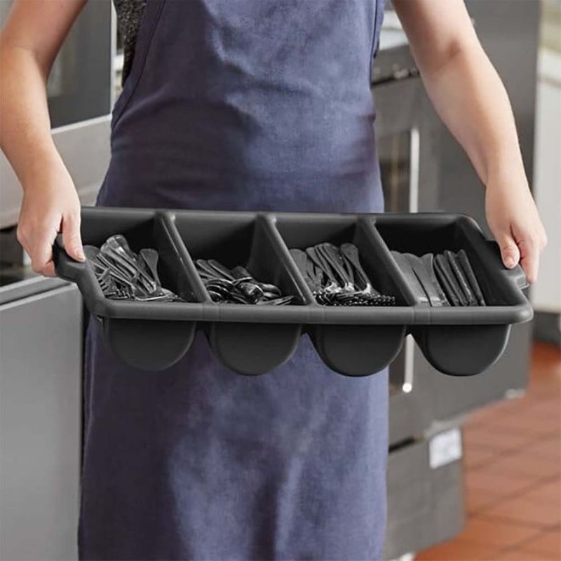 CUTLERY BOX - 4 COMP GREY (53cm)