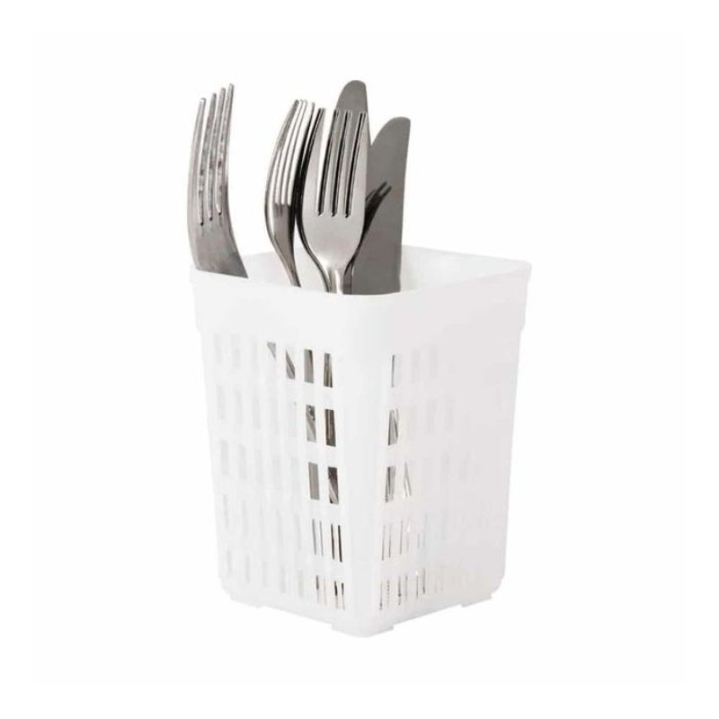 CUTLERY BASKET - SQUARE WHITE (13cm)