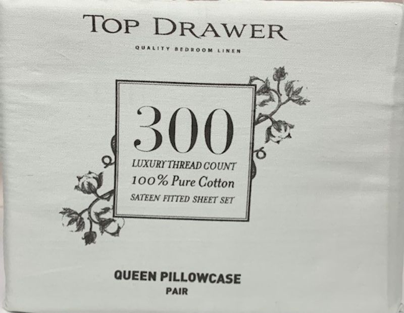 Pair of 300TC queen pillowcases in soothing sage, measuring 50 x 80CM, combining elegance with ultimate comfort.