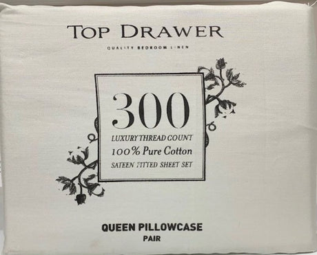 Luxurious 300TC silver pillowcase pair, 50 x 80cm, crafted for softness and durability, perfect for queen-sized pillows.