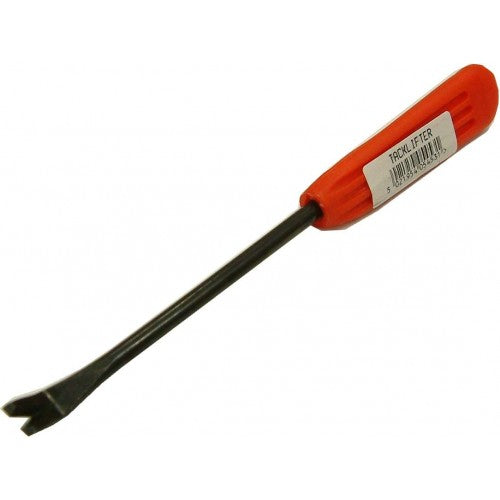 Tacklifter Linic with plastic handle for easy removal of upholstery nails; durable high carbon steel construction.