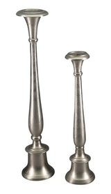 Tall Pillar Holder - Round Base Large (Aluminium Silver)