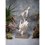Sculpture On Black Base - Hands (Aluminium Silver)