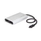Thunderbolt 3 to Dual DisplayPort adapter connecting two 4K displays at 60Hz, enhancing multitasking and productivity.