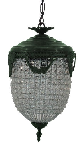 Hanging Light - Chandelier Beaded  Medium  - Bronze / Pattina