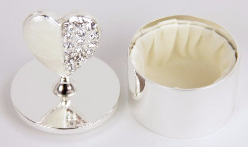 Crystal Heart On Round Box