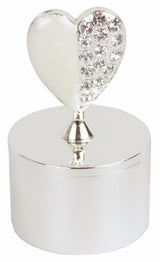 Crystal Heart On Round Box
