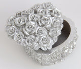 Rose Heart Box Silver Set of 4