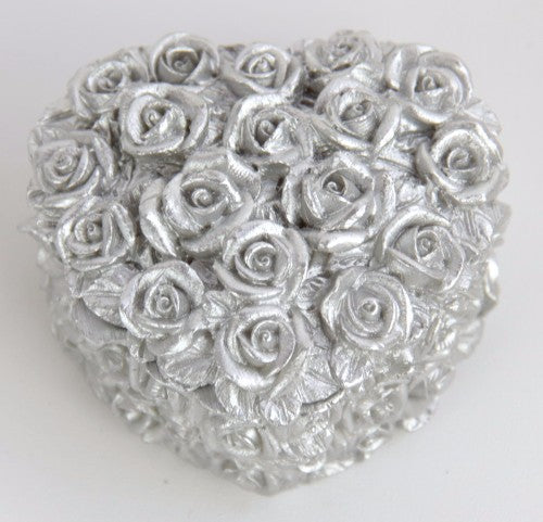 Rose Heart Box Silver Set of 4