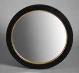 ROUND MIRROR - VENEER/MDF BLACK OAK & GOLD (65 x 65 x 4cm)