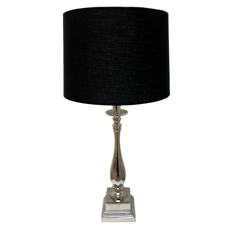 TABLE LAMP - ALUMINIUM/NICKEL FINISH /SH- BLACK LINEN