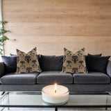 CUSHION COVER - SNUGG & CO PALM FLAMINGO GOLD & BLACK (55 x 55cm)