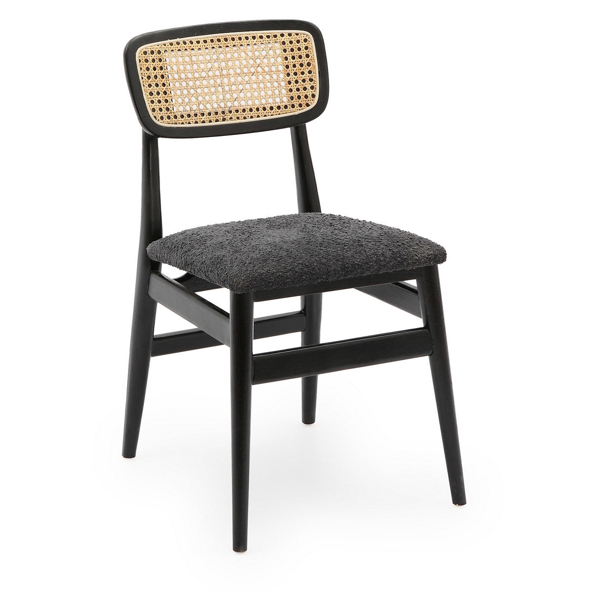 DINING CHAIR w/ BOUCLE DINING CHAIR - BOSTON ELM (BLACK)