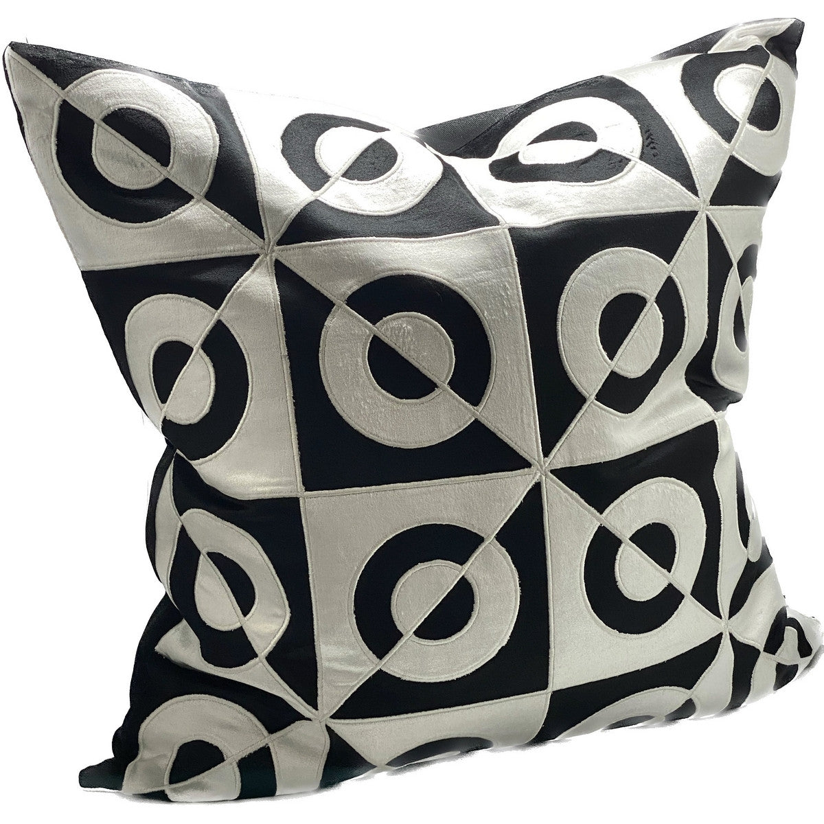 Cushion Cover - Oasis Hand Embroided 4 (Black/White)
