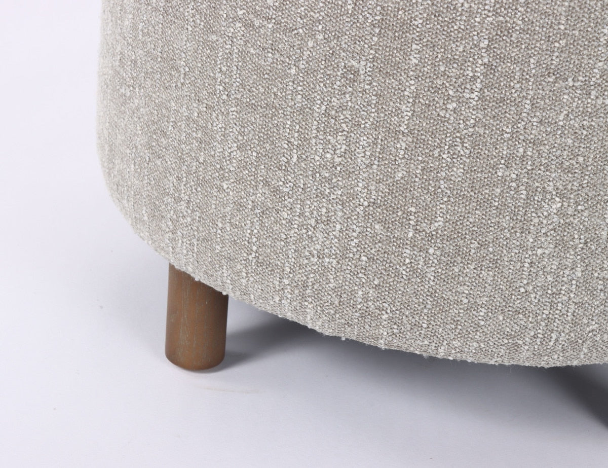 OTTOMAN - LUNA TAUPE W/ REVERSIBLE ASH WOODEN TRAY (49 x 49 x 41cm)