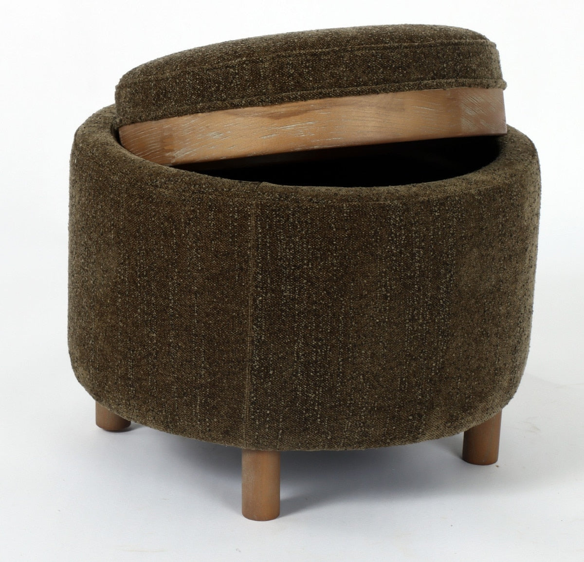 OTTOMAN - LUNA OLIVE W/ REVERSIBLE ASH WOODEN TRAY (49 x 49 x 41cm)