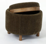 OTTOMAN - LUNA OLIVE W/ REVERSIBLE ASH WOODEN TRAY (49 x 49 x 41cm)