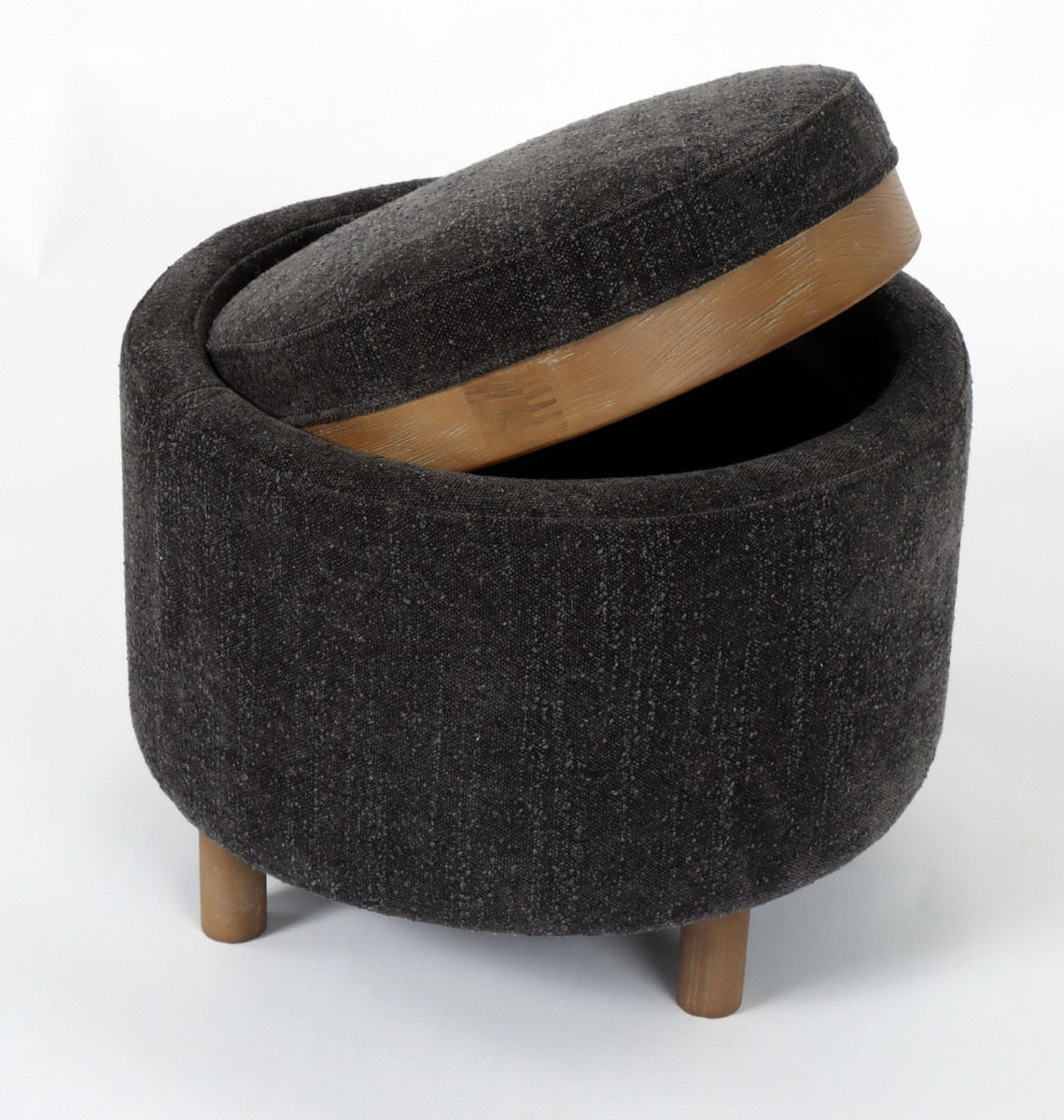 OTTOMAN - LUNA STEEL W/ REVERSIBLE ASH WOODEN TRAY (49 x 49 x 41cm)