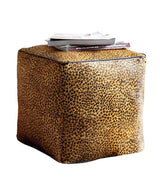 Leather Square Ottoman - Leopard (45cm)