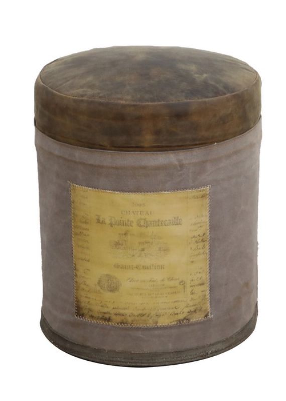 Leather/Canvas Stool - Vintage (47cm)