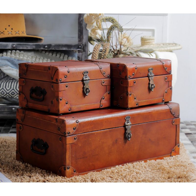 TRUNKS - VINTAGE LEATHER (SET of 3)