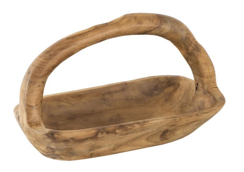 Tray - Teak Rect W/Handle (38.5cm)