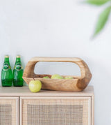 Tray - Teak Rect W/Handle (38.5cm)