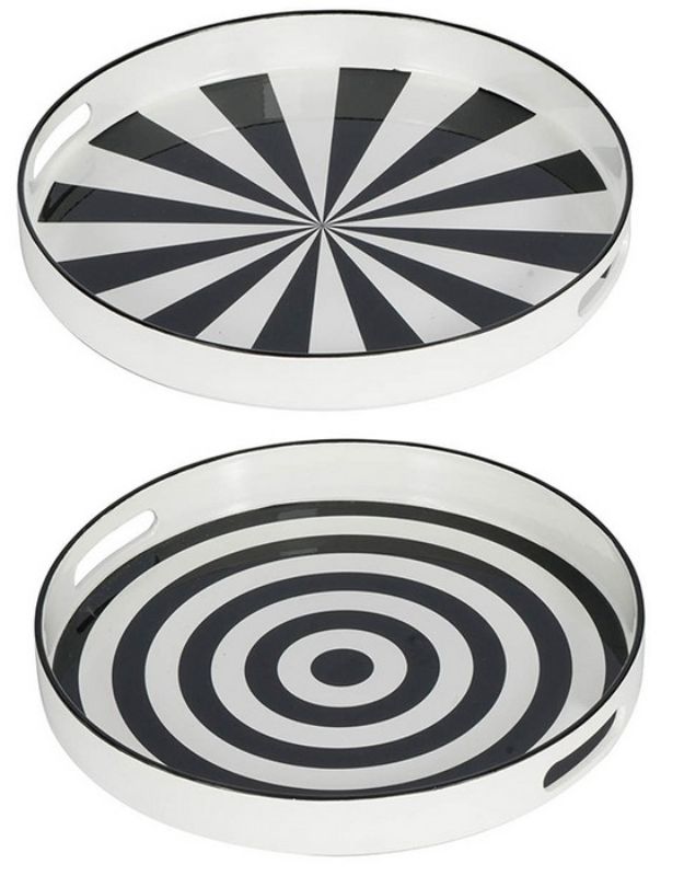 Round Tray - B&W 35cm (Set Of 2)