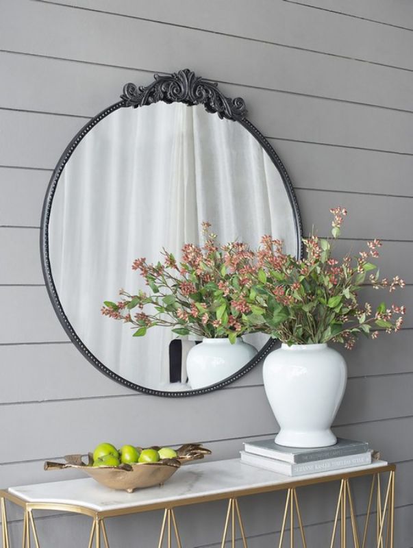 ROUND MIRROR - BLACK METAL (97.8cm)