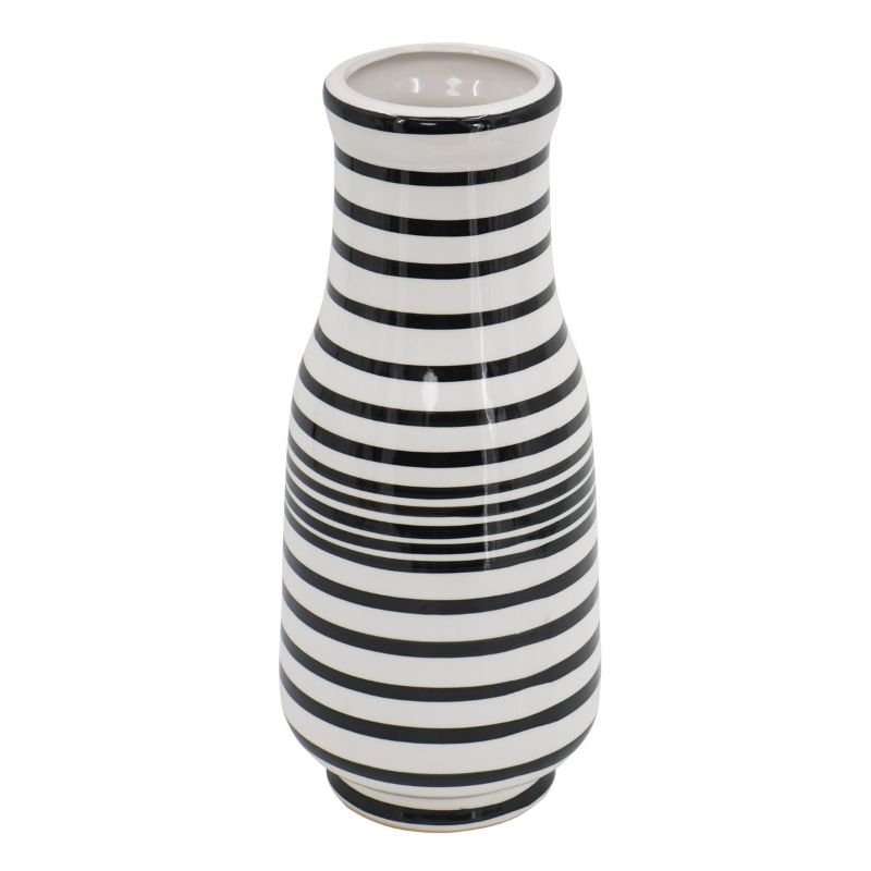 VASE - BLACK/WHITE HAND PAINTED (45.7CM)