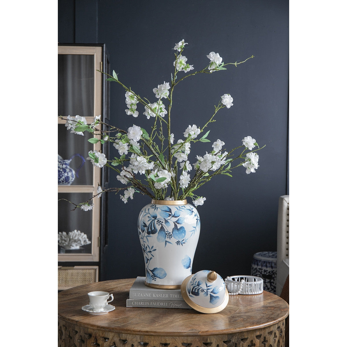 GINGER JAR - Floral Blue (45cm)