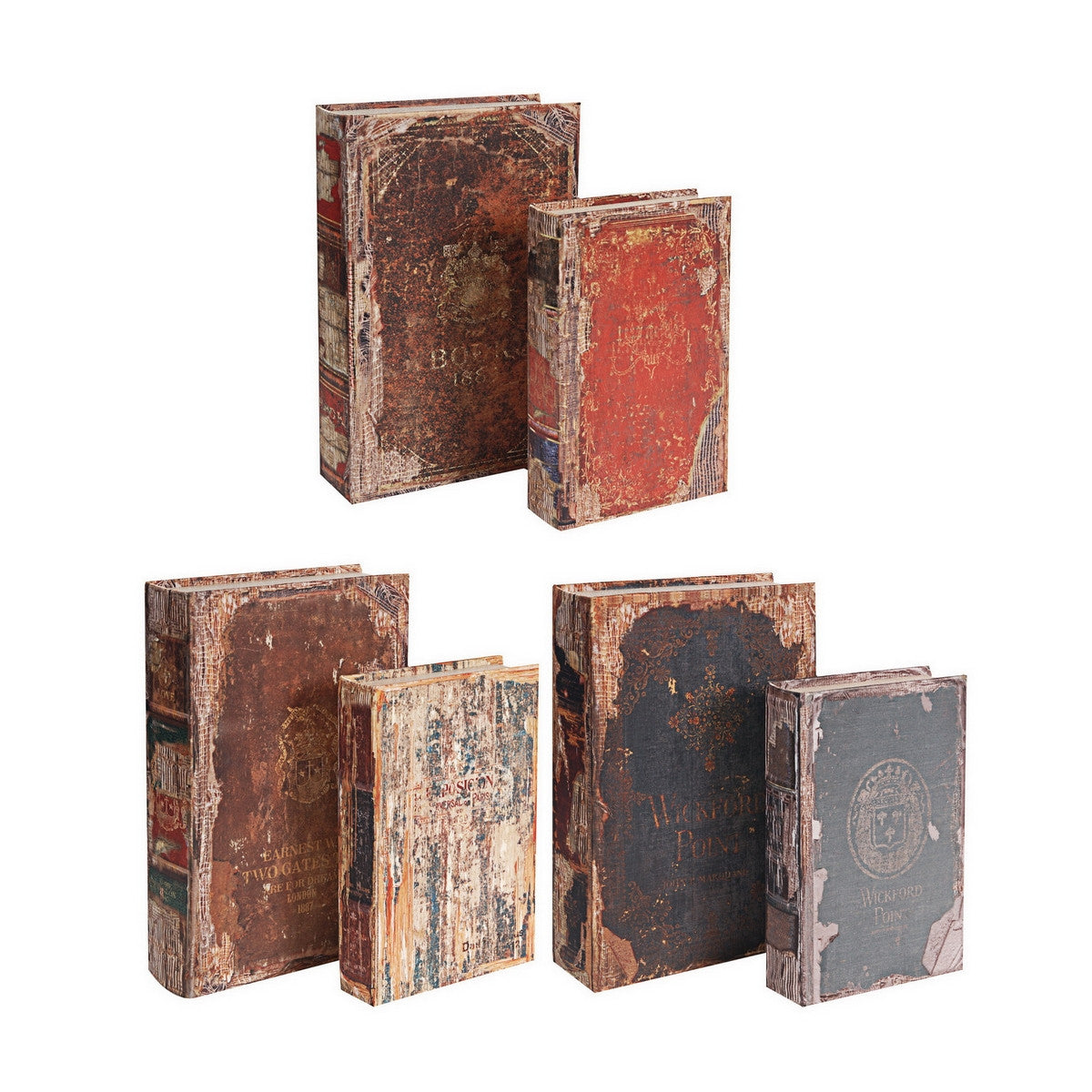 ANTIQUE BOOK BOXES (Set of 6)