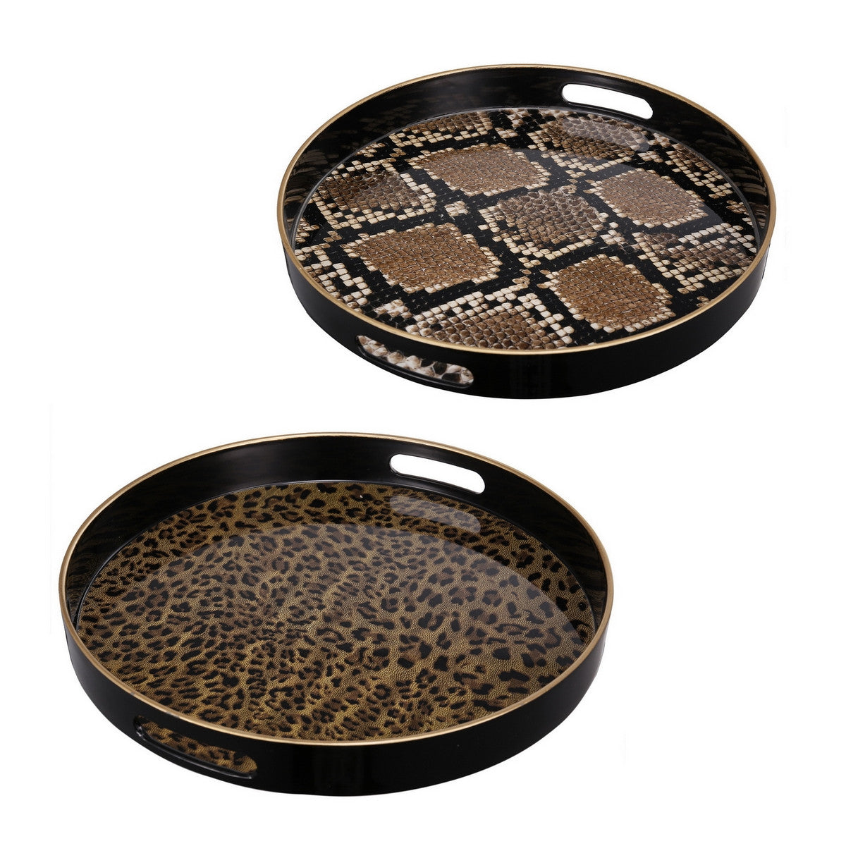 ROUND TRAYS - SNAKE PRINT (Set of 2)