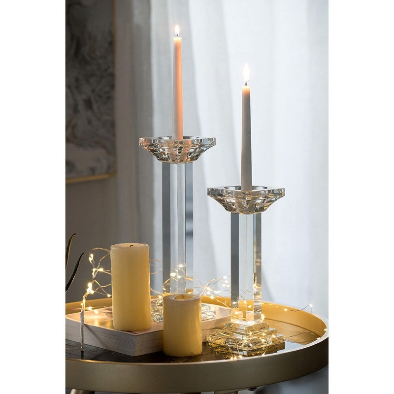 PILLAR CANDLE HOLDER - CRYSTAL (10.2 x 28cm)