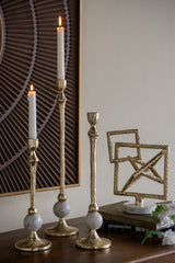 TAPER HOLDERS - GOLD/MARBLE (SET of 3)