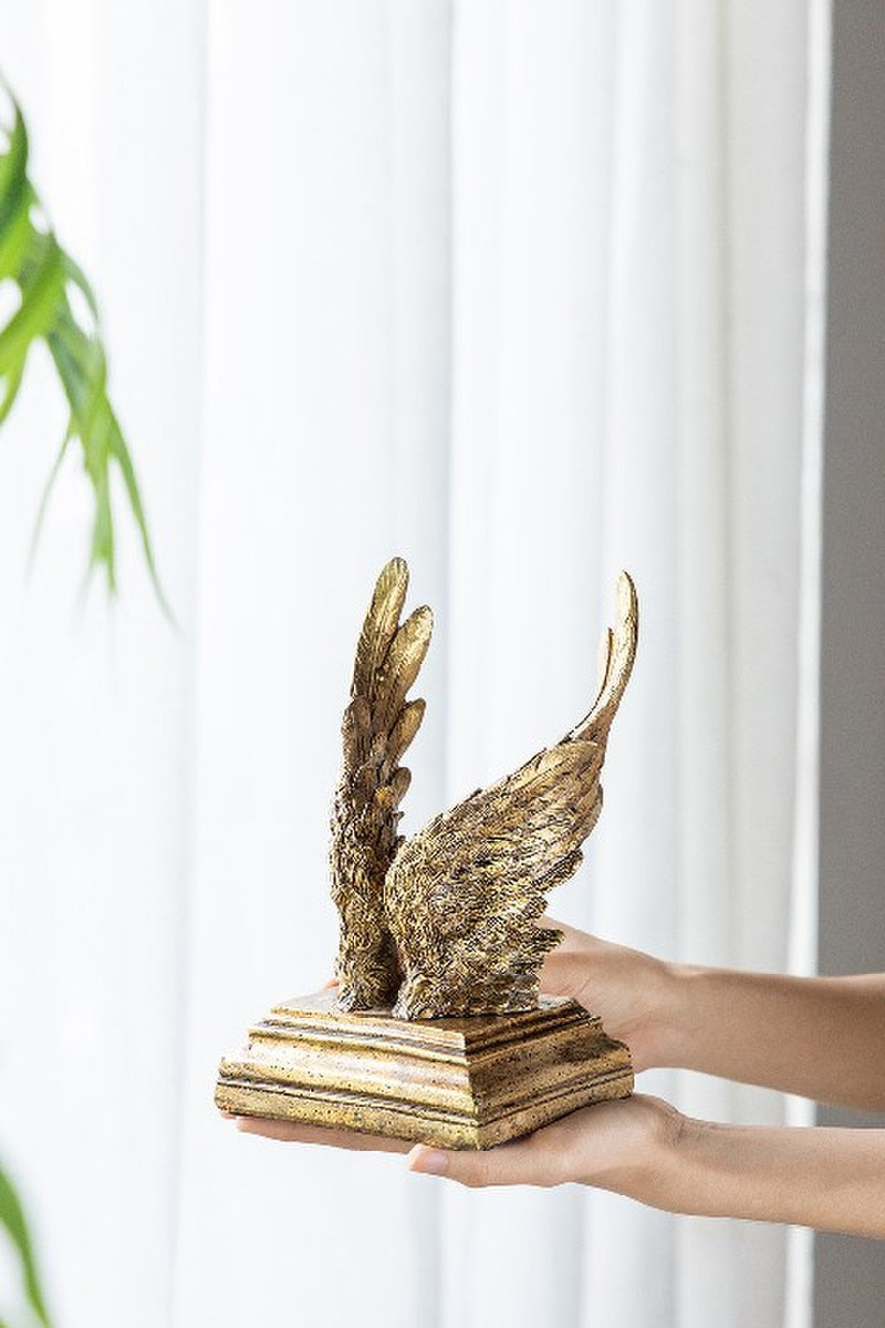 BOOK ENDS - GOLD ANGEL WINGS 11 x 13 x 21cm (SET of 2)