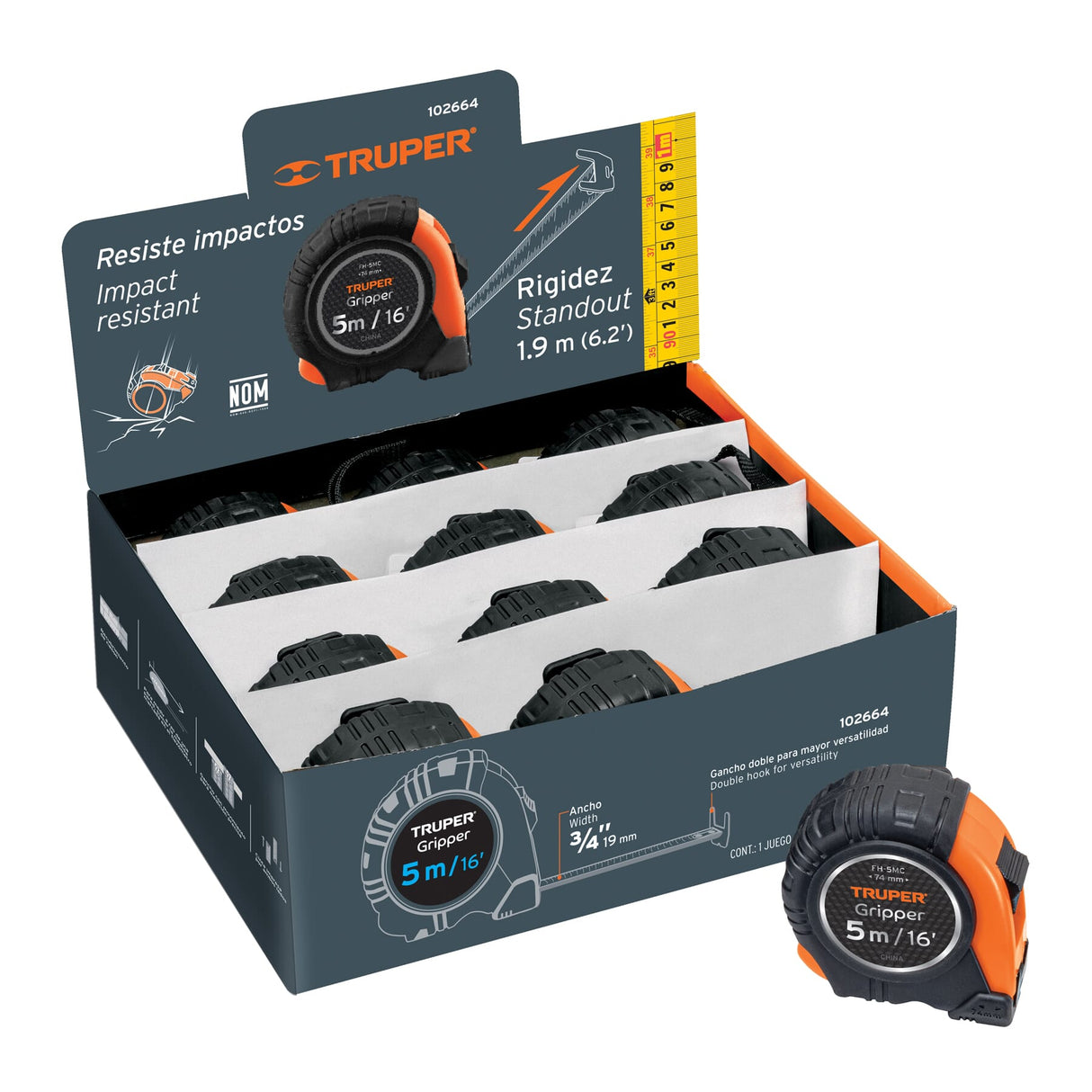 Truper Tape Measure 5m/16 x 19mm Blade Compact 102664