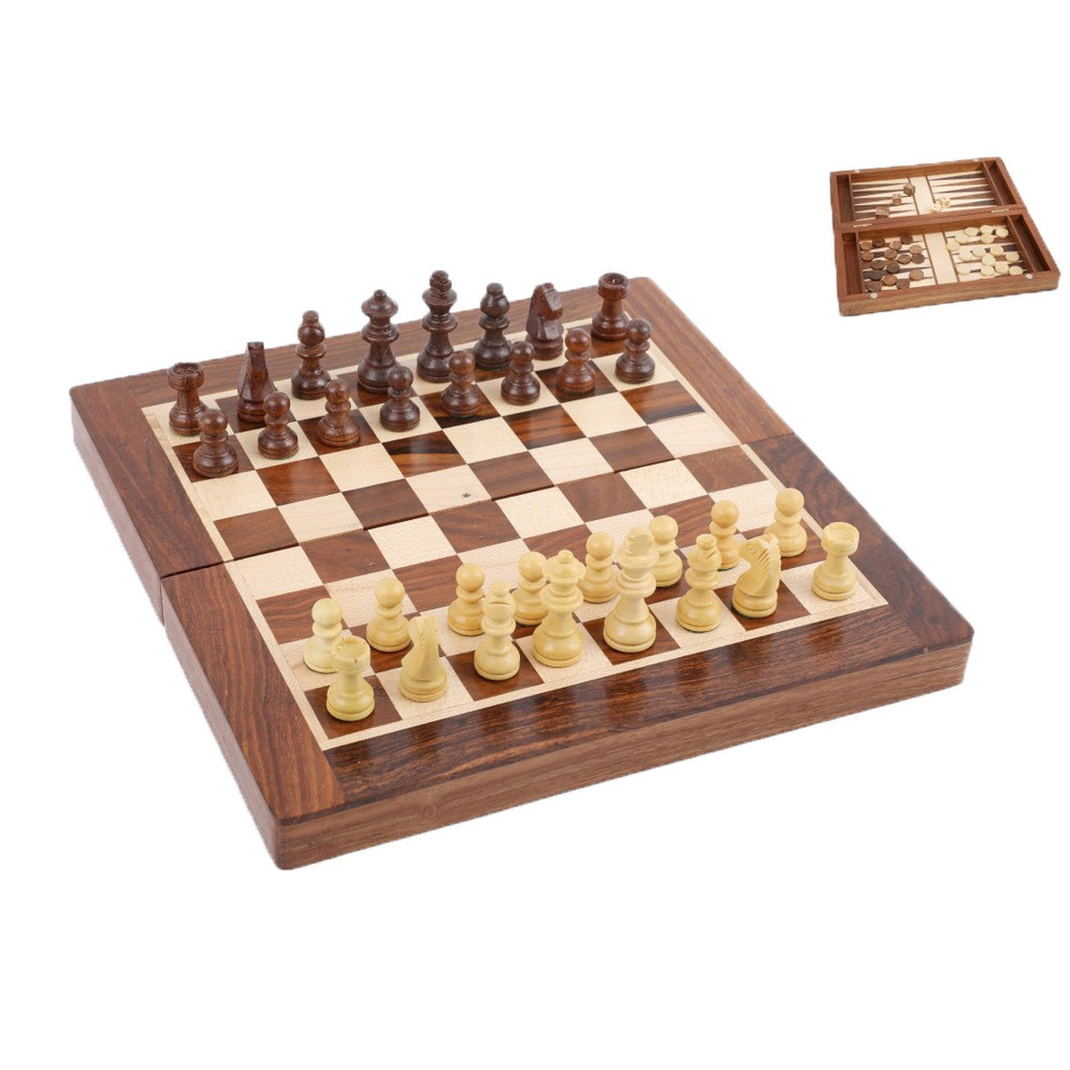 WOODEN GAME SET - CHESS & BACKGAMMON
