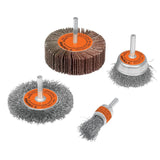 Wire Power Brush Set With Flapwheel 6mm shank 4 piece 11577 Truper