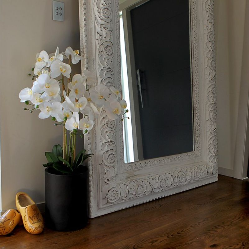 Artificial Orchid - Real Touch 5 Spray White With Black Pot (105cm)