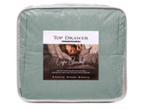 Luxurious Duck Egg Cafés Blanket, ultra-light and cozy, with 300 thread count cotton, perfect for single or king single beds.