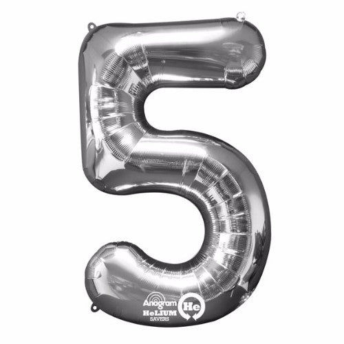 86cm high silver foil balloon designed for elegant celebrations, self-sealing, retains helium longer.