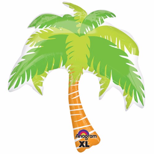 Colorful palm tree foil balloon, 74cm x 83cm, perfect for summer parties, self-sealing, requires helium