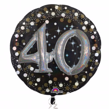 Vibrant 81cm holographic birthday balloon, self-sealing, perfect for festive celebrations and themed parties.