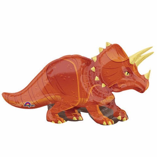 Shape Dinosaur Triceratops foil balloon, 106cm x 60cm, self-sealing, requires helium for inflation.