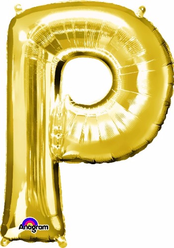 Golden 81cm Letter P balloon, self-sealing, perfect for celebrations like birthdays and weddings.